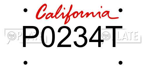 P0234T California License Plate