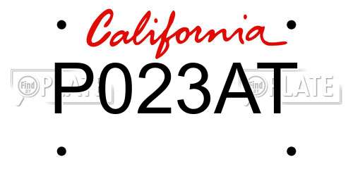 P023AT California License Plate