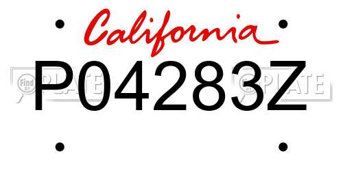 P04283Z California License Plate