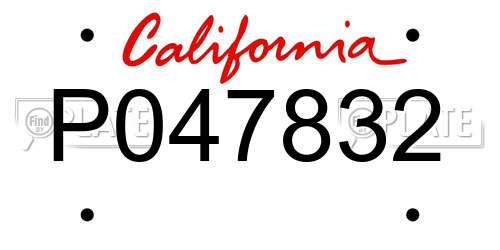 P047832 California License Plate