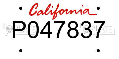 P047837 California License Plate