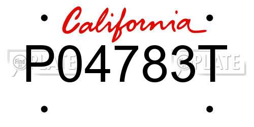 P04783T California License Plate