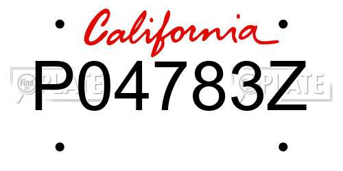 P04783Z California License Plate