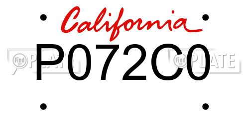 P072C0 California License Plate