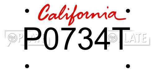 P0734T California License Plate