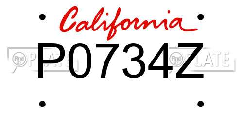 P0734Z California License Plate