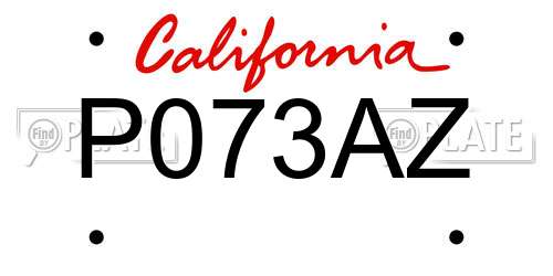 P073AZ California License Plate
