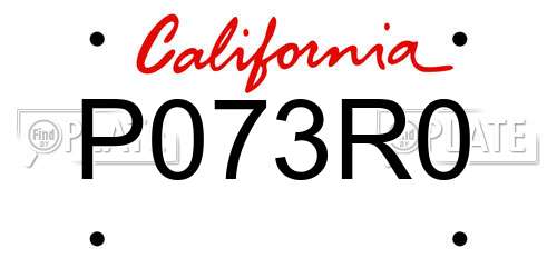 P073R0 California License Plate