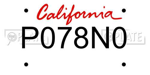 P078N0 California License Plate