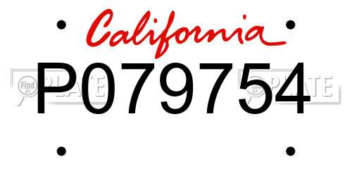 P079754 California License Plate