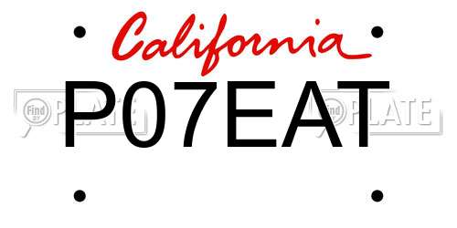 P07EAT California License Plate