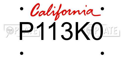 P113K0 California License Plate