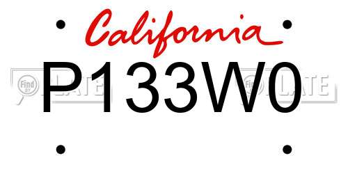P133W0 California License Plate