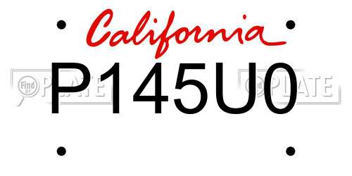 P145U0 California License Plate