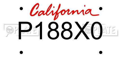 P188X0 California License Plate