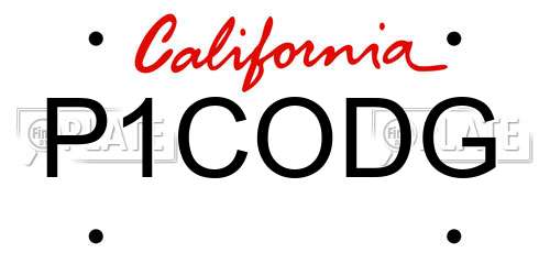 P1CODG California License Plate