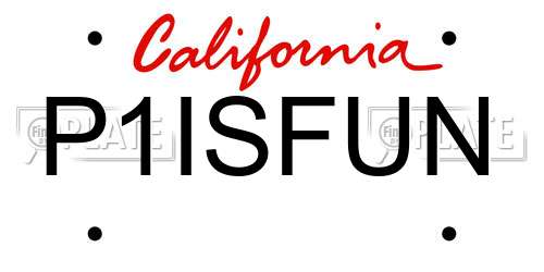 P1ISFUN California License Plate