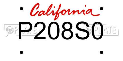 P208S0 California License Plate