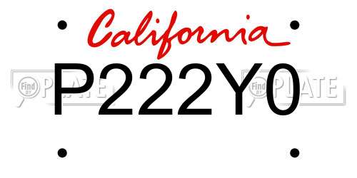 P222Y0 California License Plate