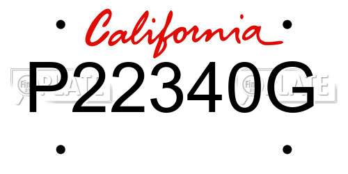 P22340G California License Plate