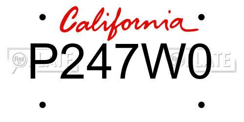 P247W0 California License Plate
