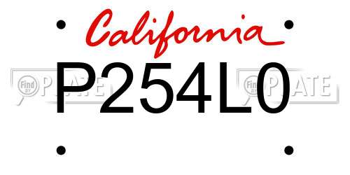 P254L0 California License Plate