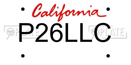 P26LLC California License Plate