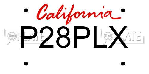 P28PLX California License Plate