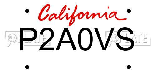 P2A0VS California License Plate