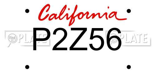 P2Z56 California License Plate