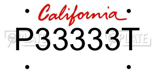 P33333T California License Plate
