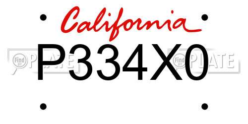 P334X0 California License Plate
