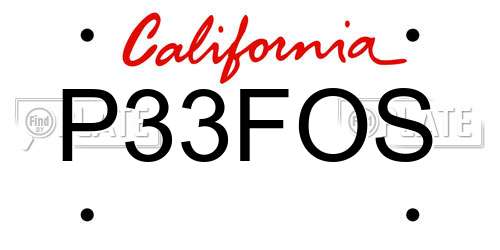 P33FOS California License Plate