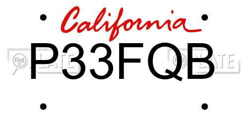 P33FQB California License Plate