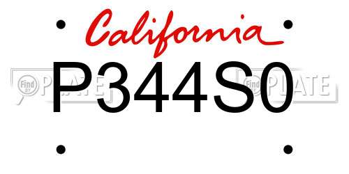 P344S0 California License Plate