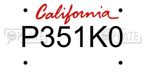 P351K0 California License Plate