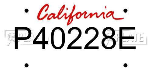 P40228E California License Plate