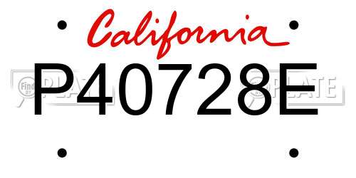 P40728E California License Plate