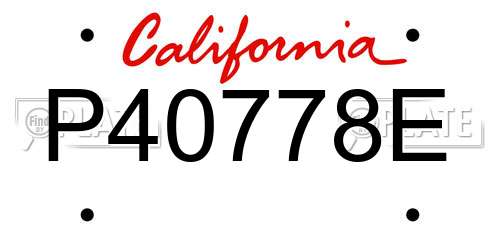 P40778E California License Plate