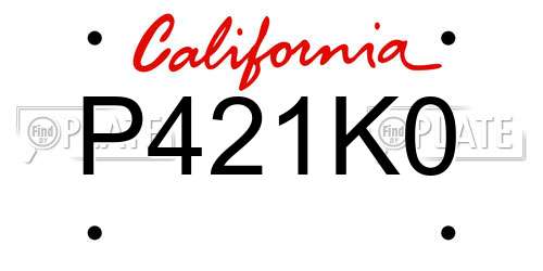 P421K0 California License Plate