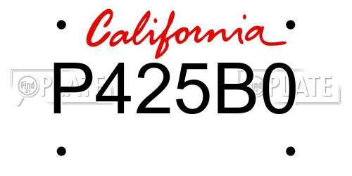P425B0 California License Plate