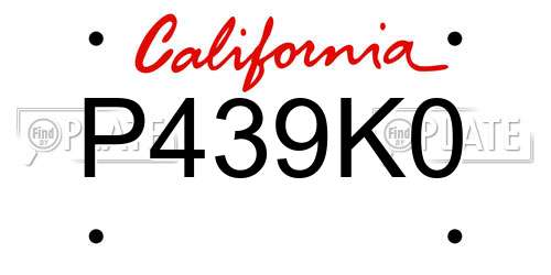 P439K0 California License Plate