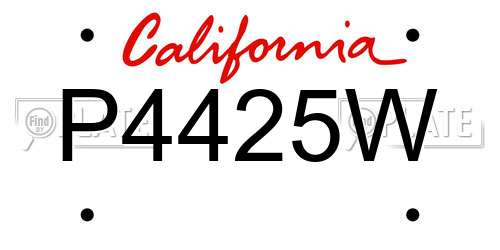 P4425W California License Plate