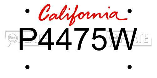 P4475W California License Plate