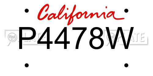 P4478W California License Plate