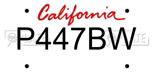 P447BW California License Plate