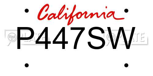 P447SW California License Plate