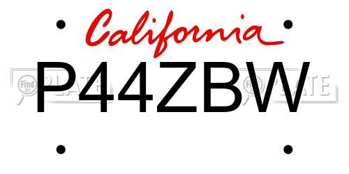 P44ZBW California License Plate