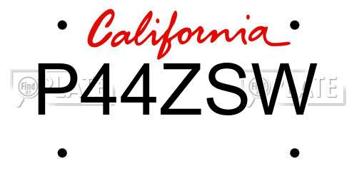 P44ZSW California License Plate
