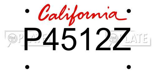 P4512Z California License Plate